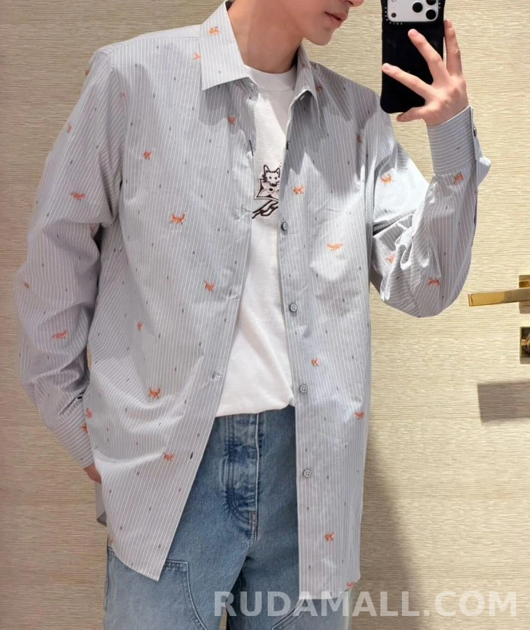 루이비통 루이비통 폭스 패턴 스트라이프 셔츠 상세 이미지