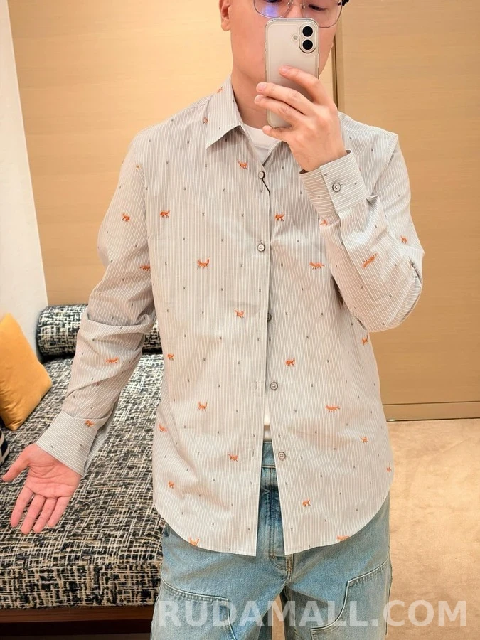 루이비통 루이비통 폭스 패턴 스트라이프 셔츠 상세 이미지