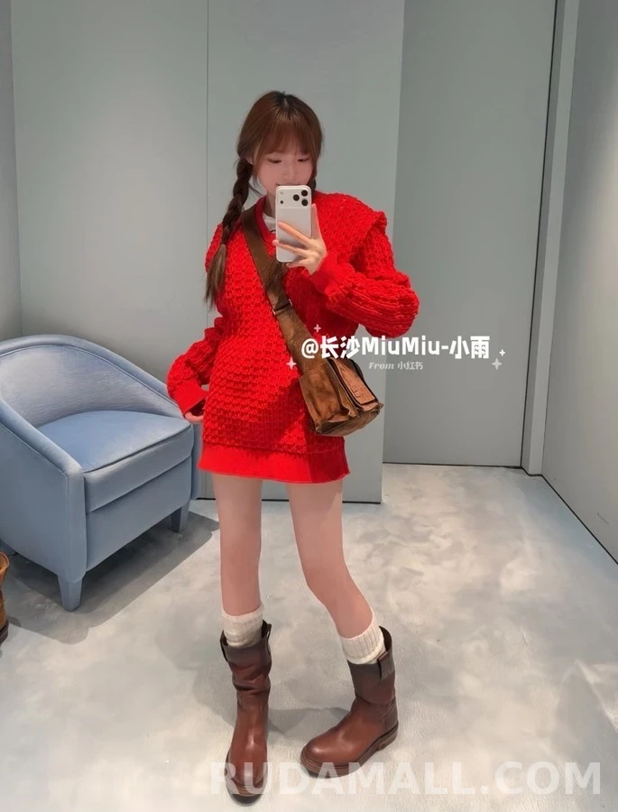 미우미우 미우미우 오픈워크 브이넥 니트 상세 이미지