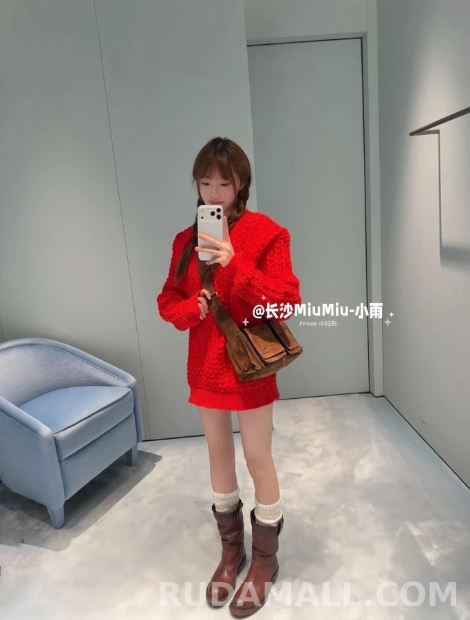 미우미우 미우미우 오픈워크 브이넥 니트 상세 이미지