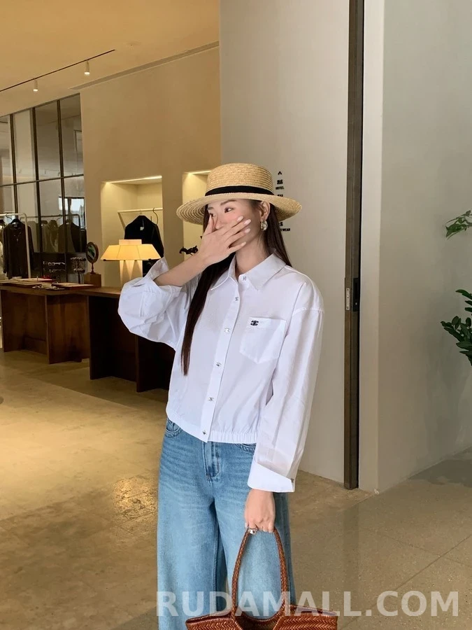 셀린느 셀린느 트리옹프 버튼 크롭 셔츠 상세 이미지