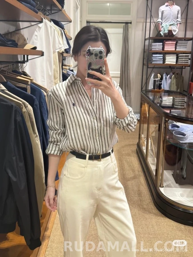 폴로 랄프 로렌 폴로 랄프 로렌 스트라이프 코튼 셔츠 상세 이미지