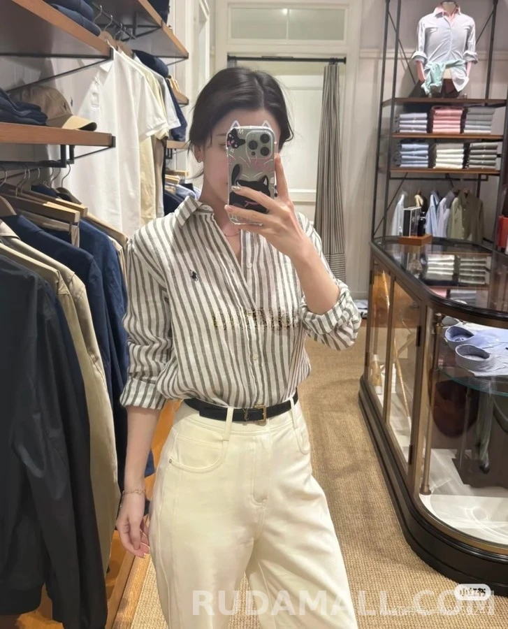 폴로 랄프 로렌 폴로 랄프 로렌 스트라이프 코튼 셔츠 상세 이미지