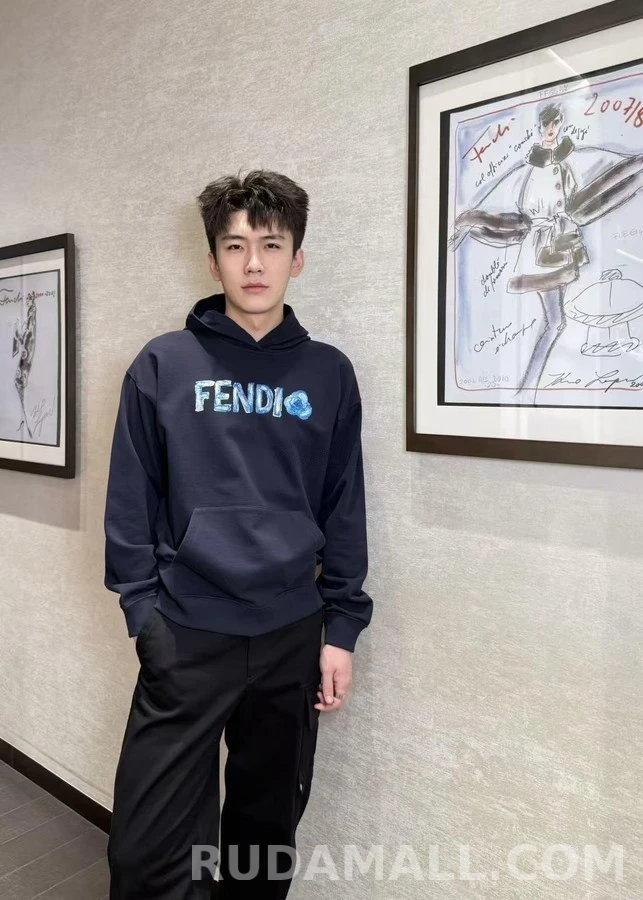 펜디 펜디 자수 핸드페인팅 로고 후드티 상세 이미지