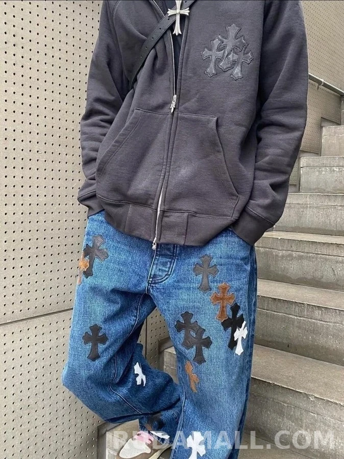크롬하츠 크롬하츠 크로스 가죽 패치 후드 집업 상세 이미지