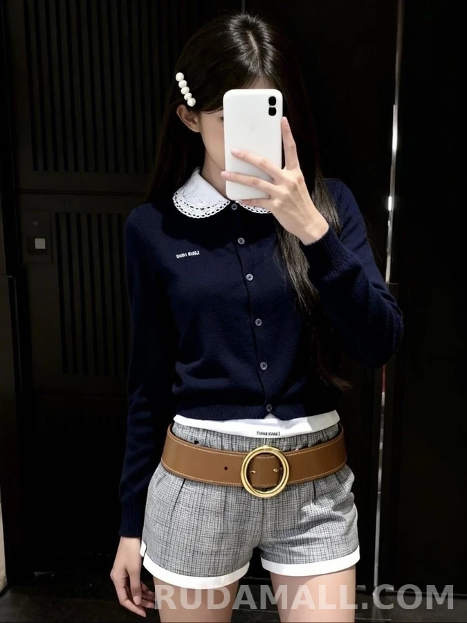 미우미우 미우미우 탈착식 카라 캐시미어 가디건 상세 이미지