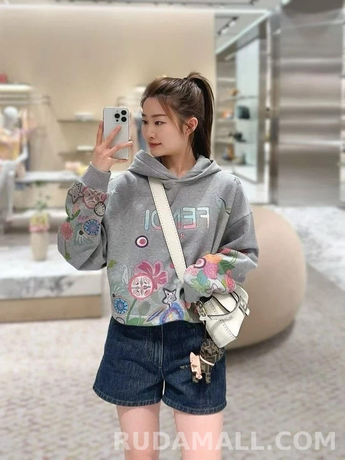 펜디 펜디 플라워 레터링 크롭 후드 상세 이미지