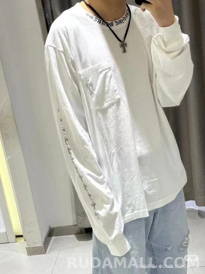 크롬하츠 크롬하츠 넥라인 스크립트 십자가 긴팔 티셔츠 상세 이미지