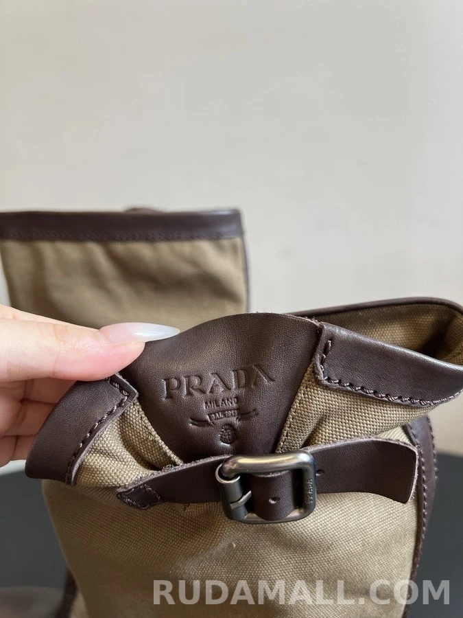 프라다 프라다 캔버스 가죽 버클 롱부츠 상세 이미지
