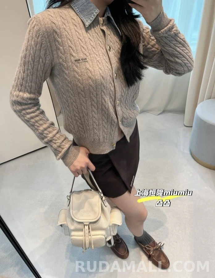 미우미우 미우미우 데님 카라 케이블 니트 가디건 상세 이미지