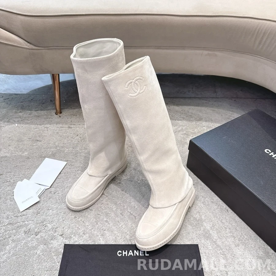 샤넬 샤넬 더블 C 스웨이드 롱 부츠 상세 이미지