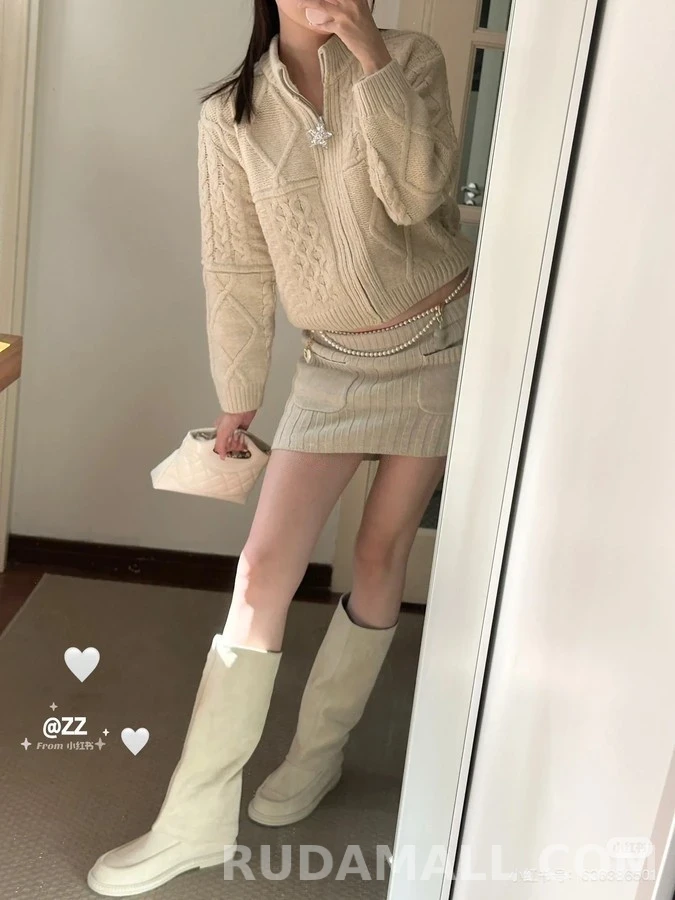 샤넬 샤넬 더블 C 스웨이드 롱 부츠 상세 이미지