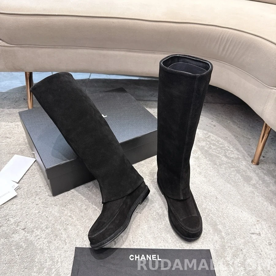 샤넬 샤넬 더블 C 스웨이드 롱 부츠 상세 이미지