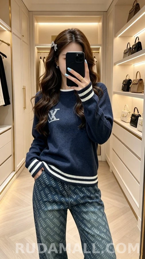 루이비통 루이비통 로고 스트라이프 니트 상세 이미지