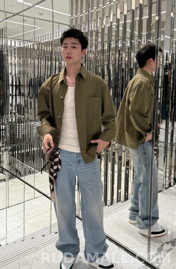 생로랑 세인트로랑 로고 자수 셔츠 상세 이미지