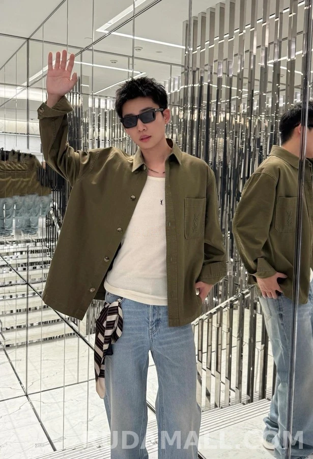 생로랑 세인트로랑 로고 자수 셔츠 상세 이미지