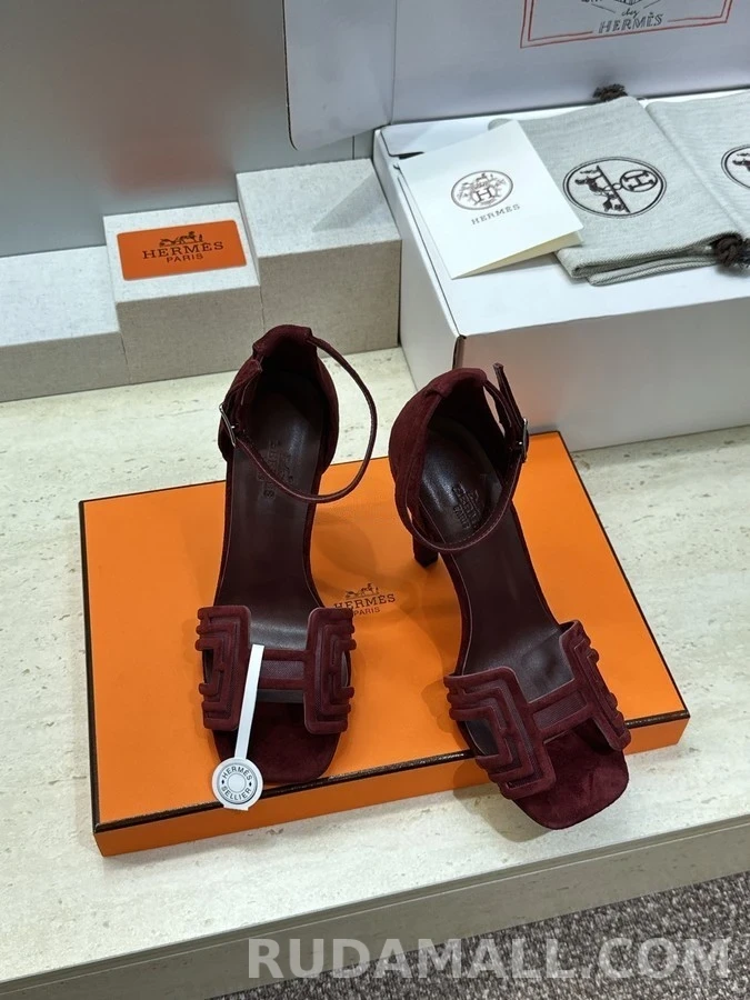 에르메스 에르메스 기하학 패턴 스트랩 힐 샌들 상세 이미지