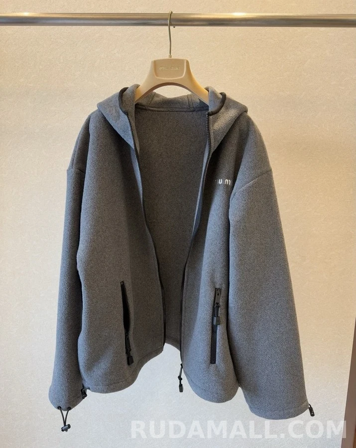 미우미우 미우미우 로고 플리스 후드 집업 상세 이미지
