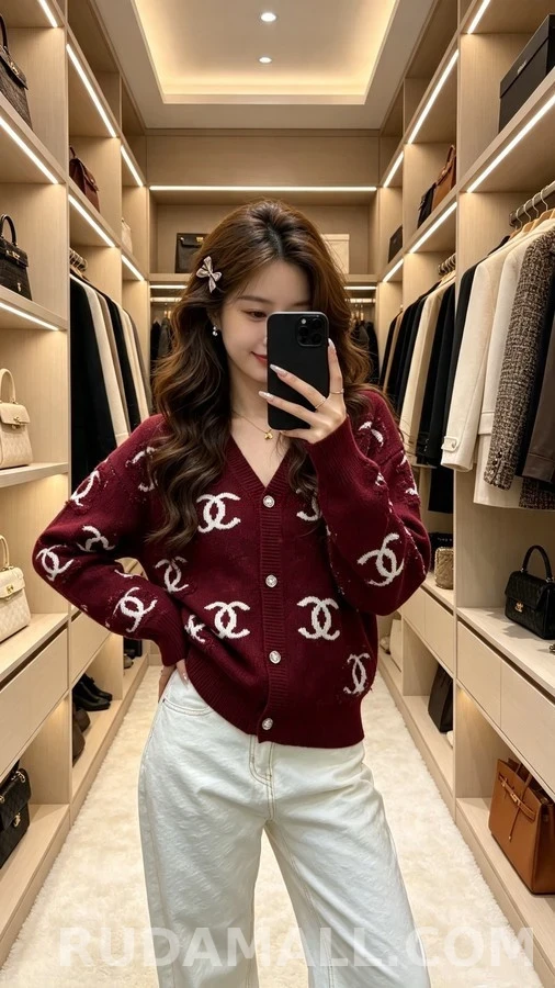 샤넬 샤넬 더블 C 로고 자수 가디건 상세 이미지