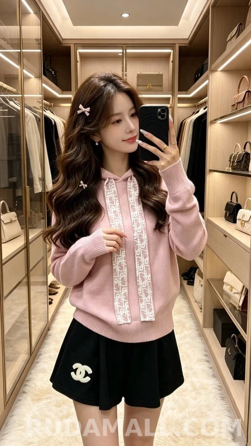 디올 디올 모노그램 드로스트링 니트 후드 상세 이미지