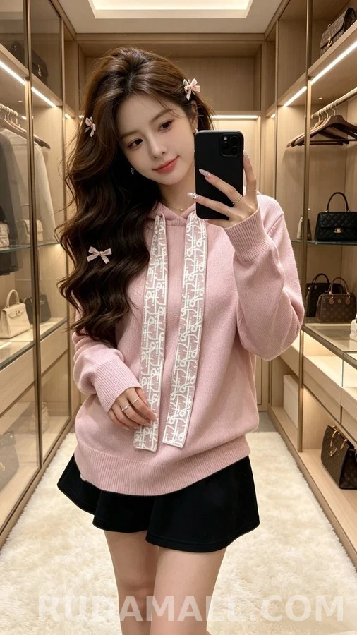 디올 디올 모노그램 드로스트링 니트 후드 상세 이미지