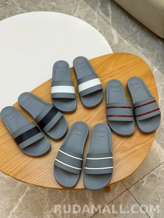 브루넬로 쿠치넬리 브루넬로 쿠치넬리 투톤 스트라이프 슬라이드 샌들 상세 이미지