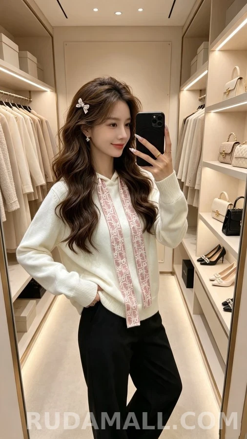 디올 디올 모노그램 드로스트링 니트 후드 상세 이미지