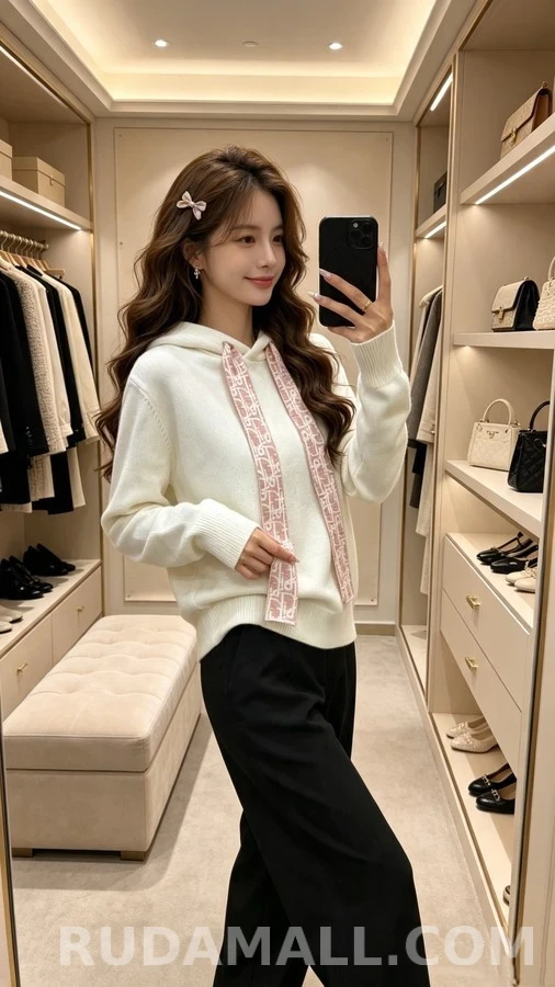 디올 디올 모노그램 드로스트링 니트 후드 상세 이미지
