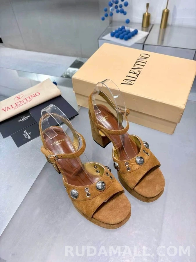 발렌티노 발렌티노 스터드 스웨이드 플랫폼 샌들 상세 이미지