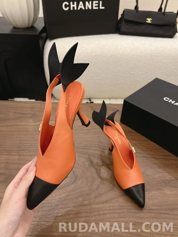 샤넬 샤넬 투톤 슬링백 힐 상세 이미지