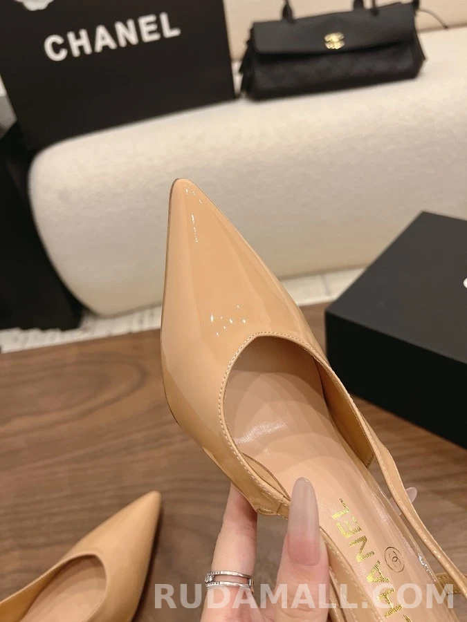 샤넬 샤넬 로고 블록힐 슬링백 상세 이미지