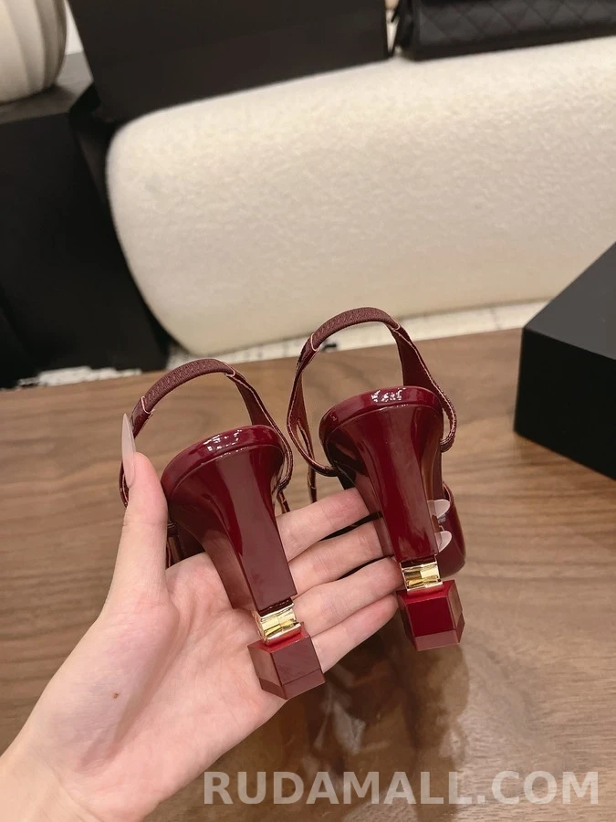 샤넬 샤넬 로고 블록힐 슬링백 상세 이미지