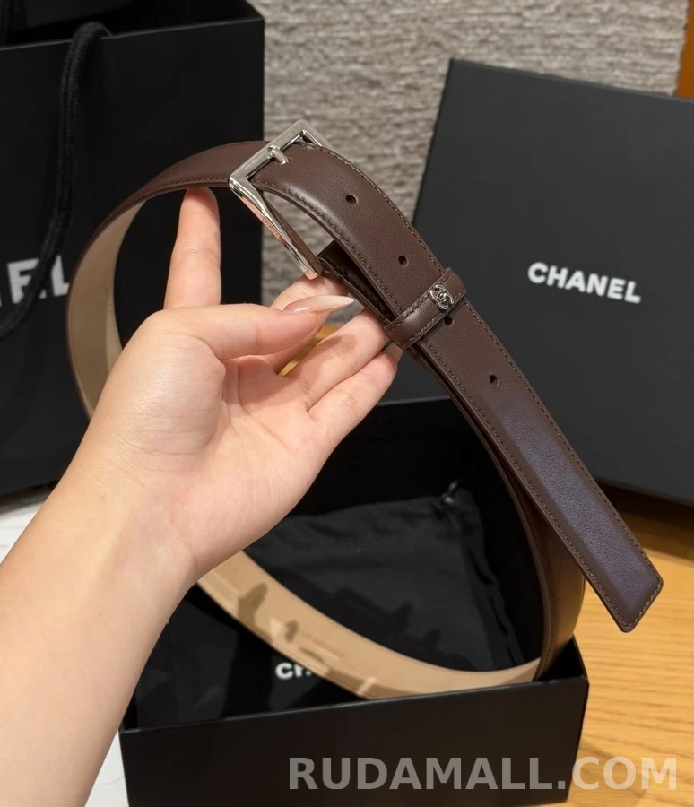 샤넬 샤넬 더블 C 로고 가죽 벨트 상세 이미지