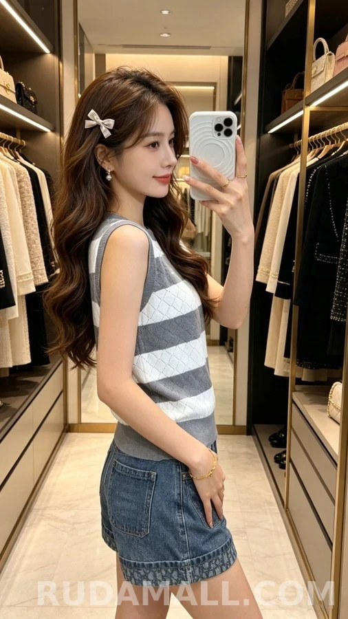 디올 디올 스트라이프 아가일 니트 베스트 상세 이미지