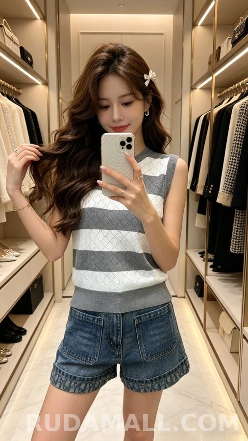 디올 디올 스트라이프 아가일 니트 베스트 상세 이미지