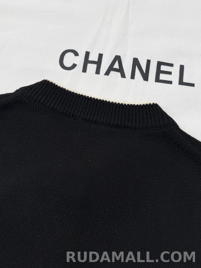 샤넬 샤넬 배색 라운드넥 니트 가디건 상세 이미지