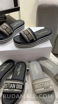 디올 디올 Dway 스트라이프 플랫폼 샌들 상세 이미지
