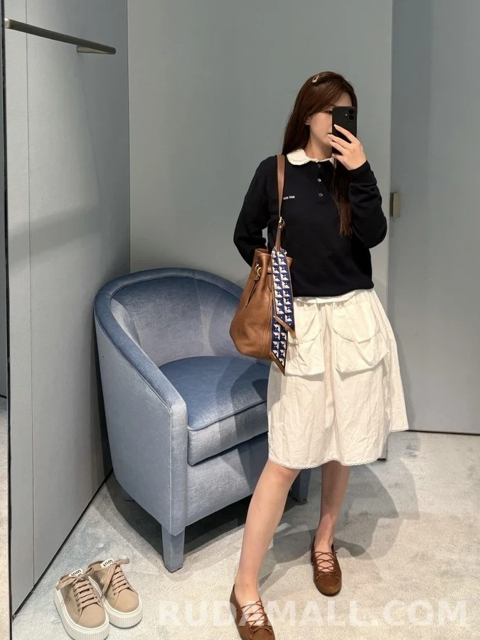 미우미우 미우미우 레이스업 발레리나 플랫 상세 이미지
