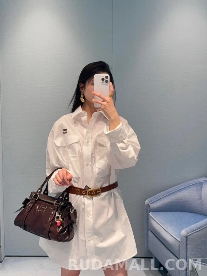 미우미우 미우미우 로고 포켓 워크웨어 셔츠 상세 이미지