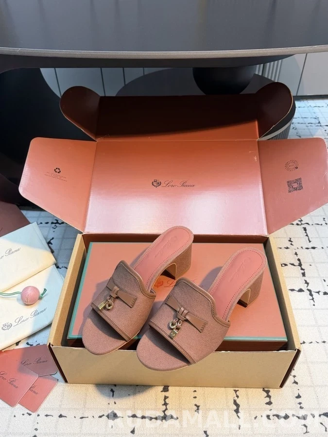로로피아나 로로피아나 캔버스 패드락 블록힐 슬리퍼 상세 이미지