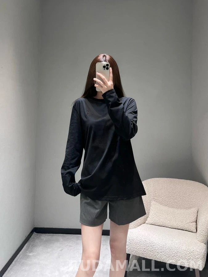 생로랑 생로랑 라운드넥 긴팔 티셔츠 상세 이미지