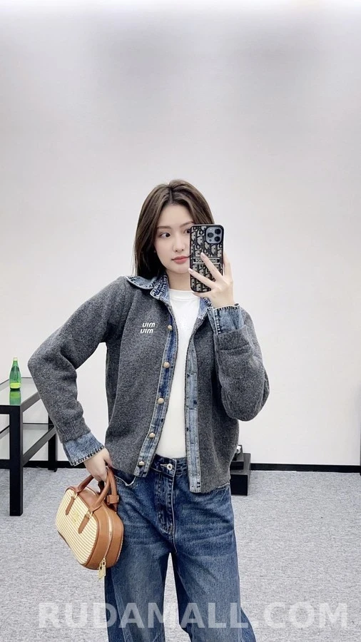 미우미우 미우미우 데님 콜라보 니트 가디건 상세 이미지