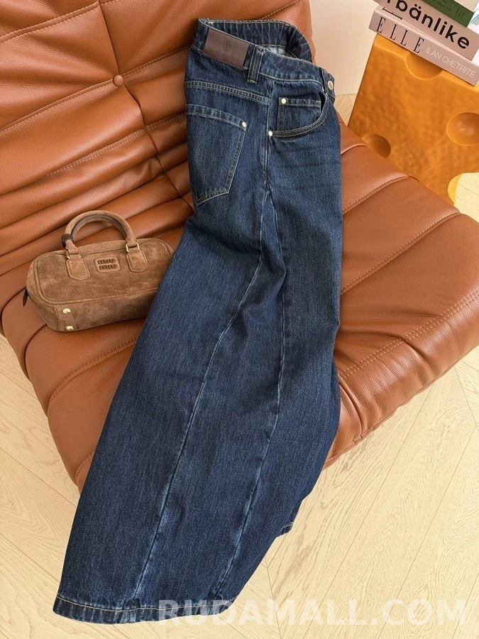 브루넬로 쿠치넬리 브루넬로 쿠치넬리 와이드핏 롤업 데님 팬츠 상세 이미지