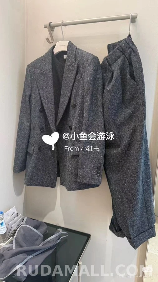 브루넬로 쿠치넬리 브루넬로 쿠치넬리 멜란지 울 플리츠 롤업 팬츠 상세 이미지