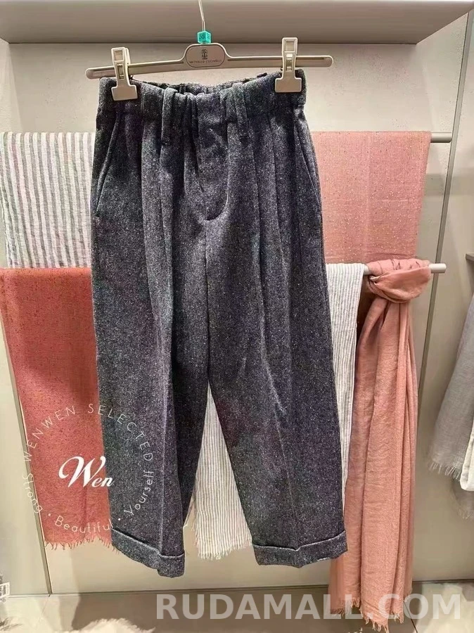 브루넬로 쿠치넬리 브루넬로 쿠치넬리 멜란지 울 플리츠 롤업 팬츠 상세 이미지