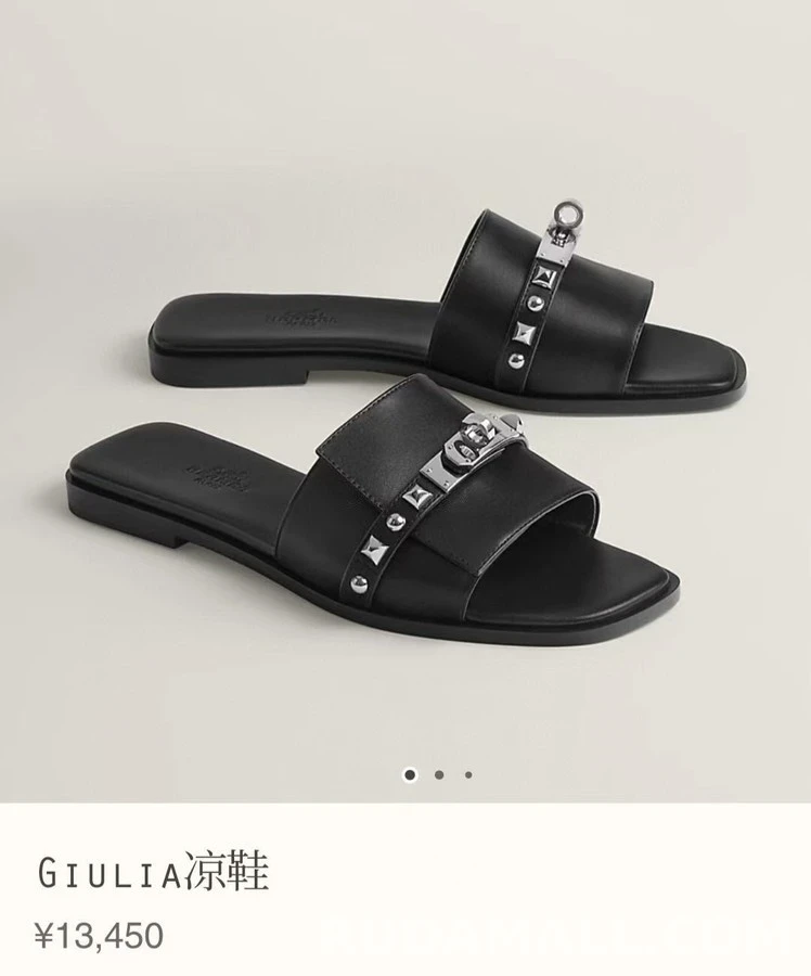 에르메스 에르메스 스터드 버클 플랫 샌들 상세 이미지