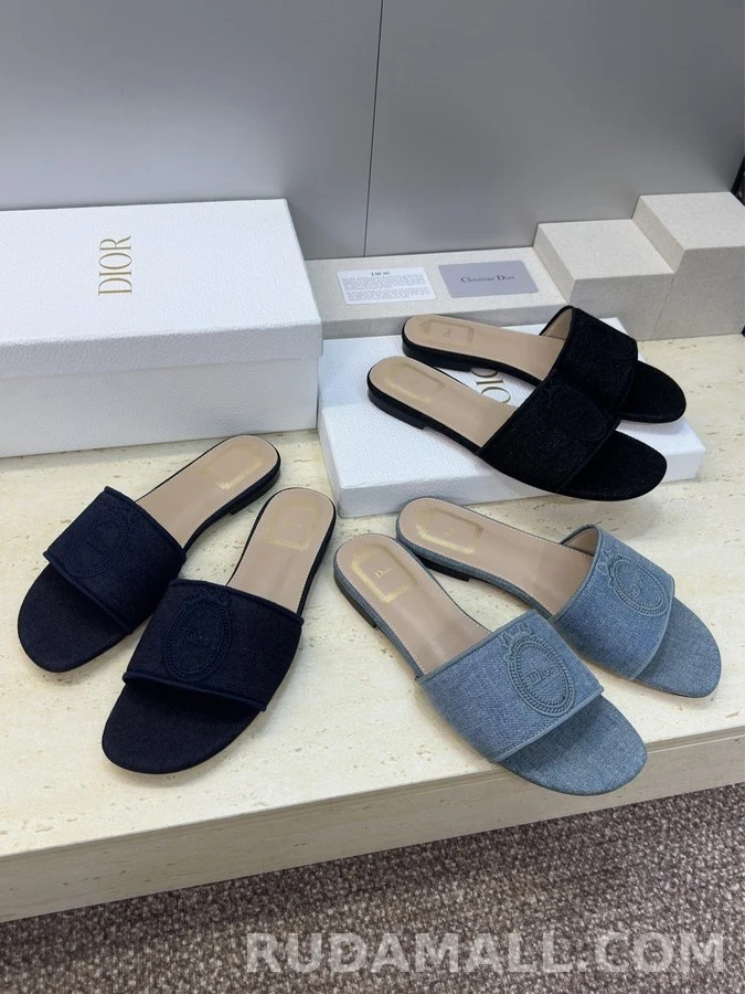 디올 디올 데님 로고 플랫 샌들 상세 이미지