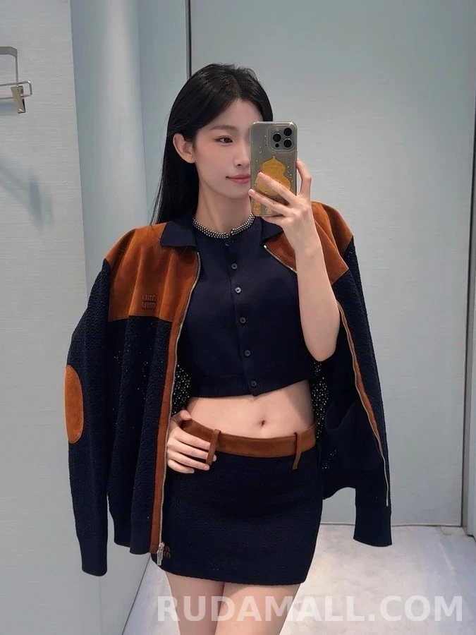 미우미우 미우미우 크로셰 스웨이드 미니 스커트 상세 이미지