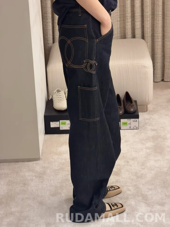 샤넬 샤넬 더블 C 로고 카펜터 데님 팬츠 상세 이미지