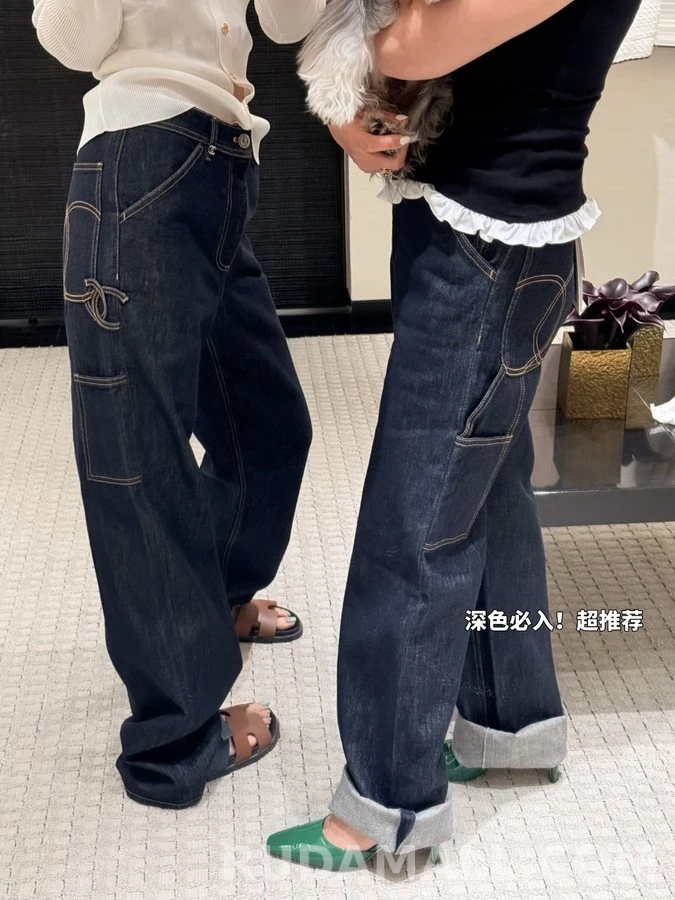 샤넬 샤넬 더블 C 로고 카펜터 데님 팬츠 상세 이미지